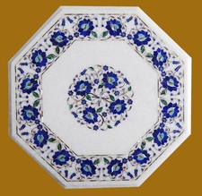 18 " Café Table Pierre Pietra Dura Art Handmade pour Décor Maison