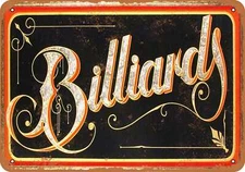 METAL SIGN - Billiards - Vintage Look Reproduction