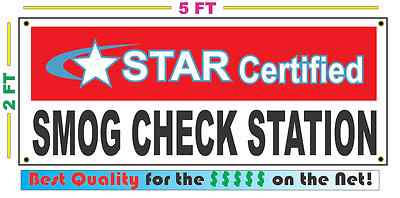 STAR CERTIFIED SMOG CHECK STATION Banner Sign 2X5