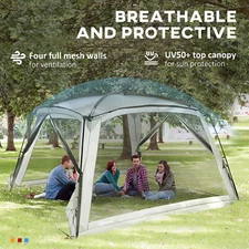 12x12 ft Screen House Room Pop Up Camping Tent Outdoor Canopy Beach Sun Shelter