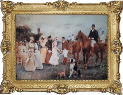 Wandbild Wunderschönes Antik 90x70 cm By. F. MIRALLES y GALUP The Polo match - Bild 1 von 2