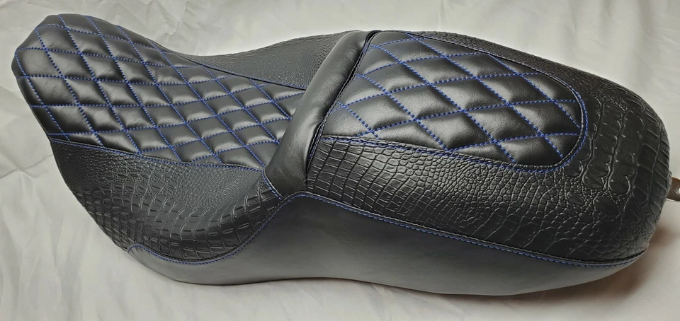 2011-2021 Harley Davidson Street/Road Glide Replacement Seat Cover Blue Stitch - Image 4 of 4