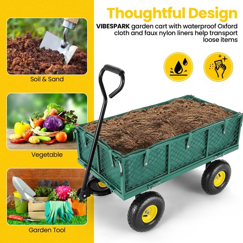 550Lbs Heavy Duty Steel Garden Cart on Wheels Pullable Garden Wagon Yard Cart - Picture 16 of 16