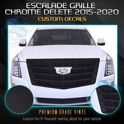 Fits 2015-2020 Escalade Grille Trim Vinyl Chrome Delete Blackout Matte Black