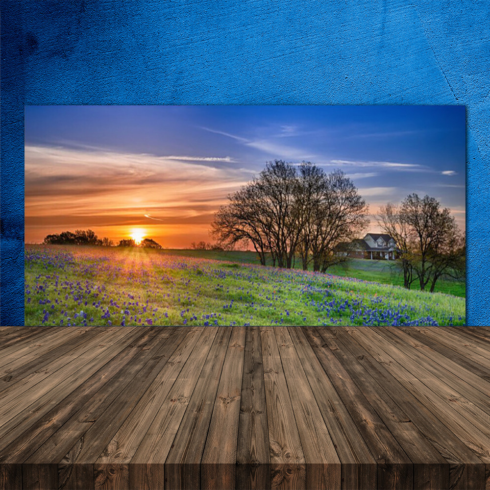 Crédence de cuisine en verre trempé 120x60 paysage prairie premium