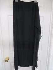DANA BUCHMAN silk georgette cascading side zip pencil long black skirt 4