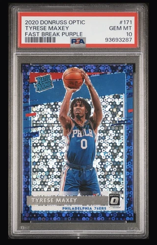 2020-21 Donruss Optic - Rated Rookie - Tyrese Maxey Fast Break Purple /95 PSA 10