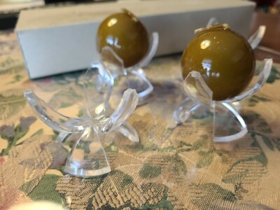 LOT 4 Mid Century MOD Jule Art Lucite Ball Candle Holder & 12 Candles 