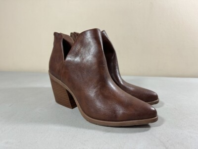 Michael Shannon Brown Leather Zip Ankle Boots Michael Shannon brown leather mid calf ankle zip platform  main image 4