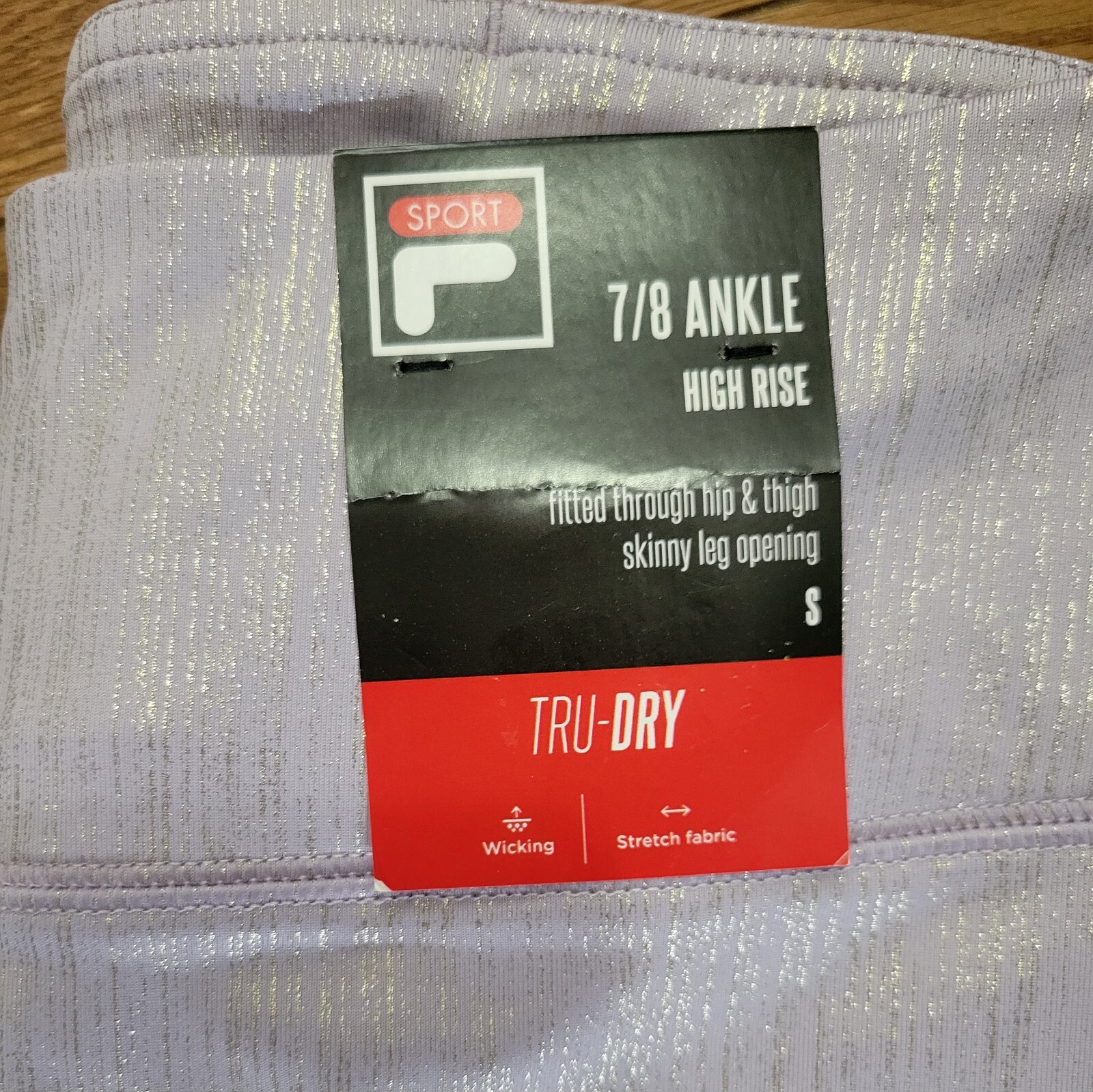 FILA Tru Leggings Asciutti 7 8 Grattacieli Lavanda Liam Metallico Nuovi con etichette al dettaglio $45 piccoli