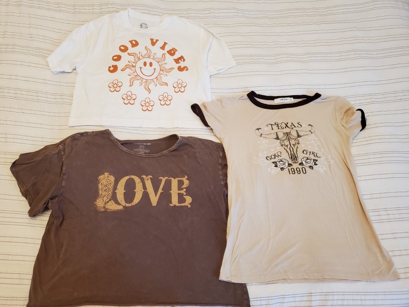 3 pc lot Cowgirl theme t shirts tops sz XS S M worn around 10-12 years of age