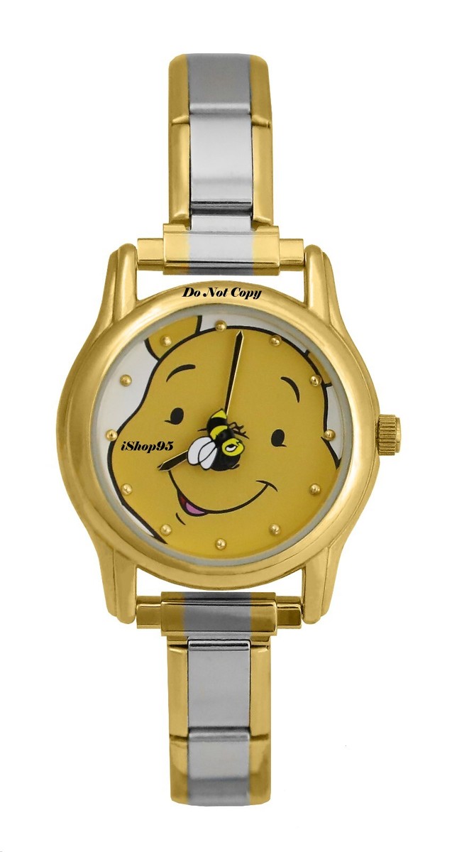 Disney Gold Winnie the Pooh Crystal Accent Watch with Yellow Strap 1996 DISNEY Winnie The Pooh Gold Tone Watch, Braided Leather  main image 2