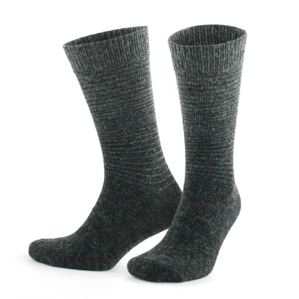 Alpaca Wool Socks 2 Pairs Natural Thermal Winter Socks  Mens Women's Grey Brown  - Image 4 of 4