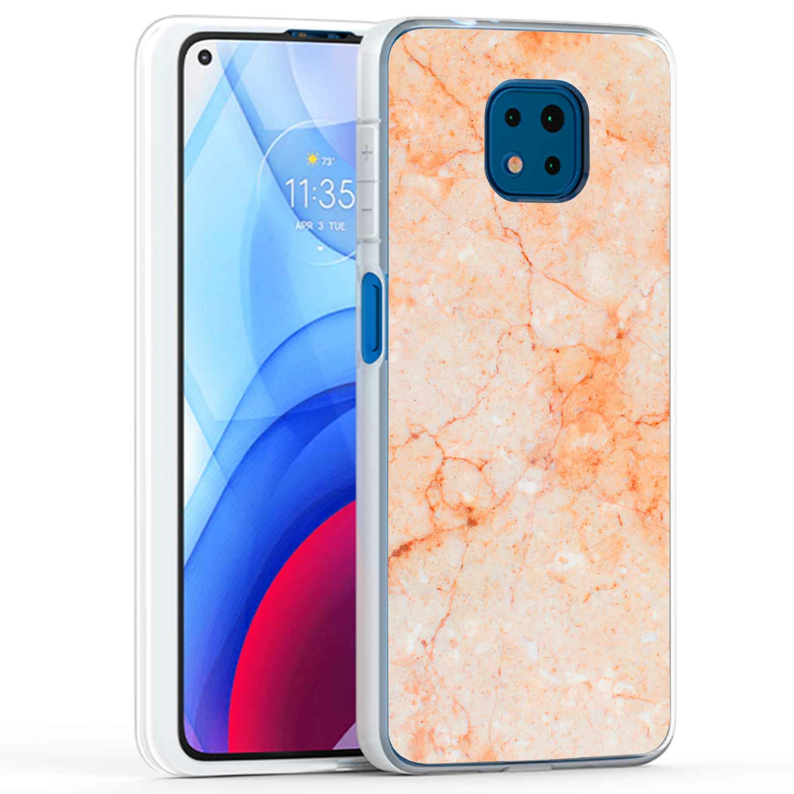 Phone Case Cover for Motorola Moto G Power 2021,Pink Orange Marble Print, USA