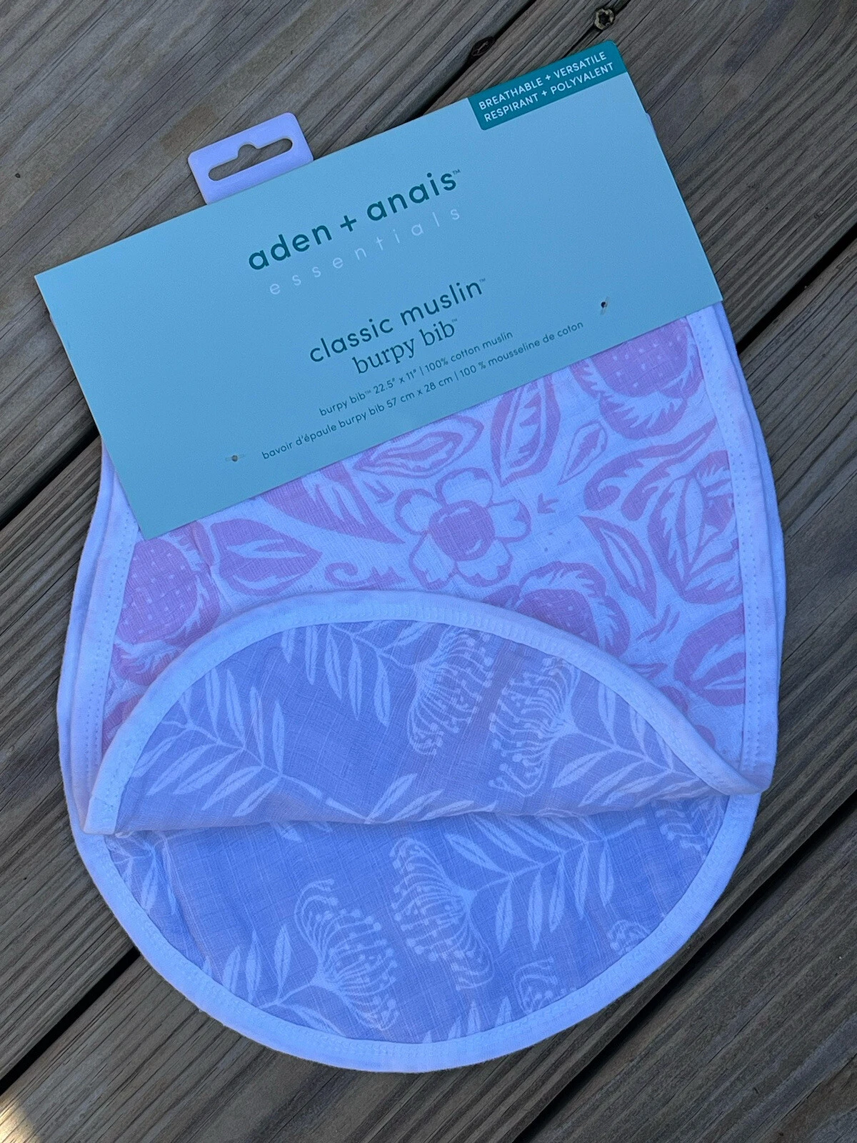 Aden Anais Baby Girl Cotton Muslin Burpy Bib Damsel Savoy Pink & Lavender New