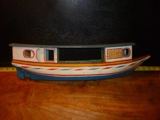 Vintage Wooden Model Boat - Handcrafted Folksy Nautical Decor!