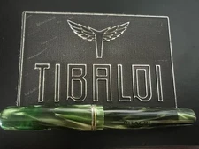 TIBALDI Fountain Pen Unbreakable Green Celluloid Gold Nib Vintage