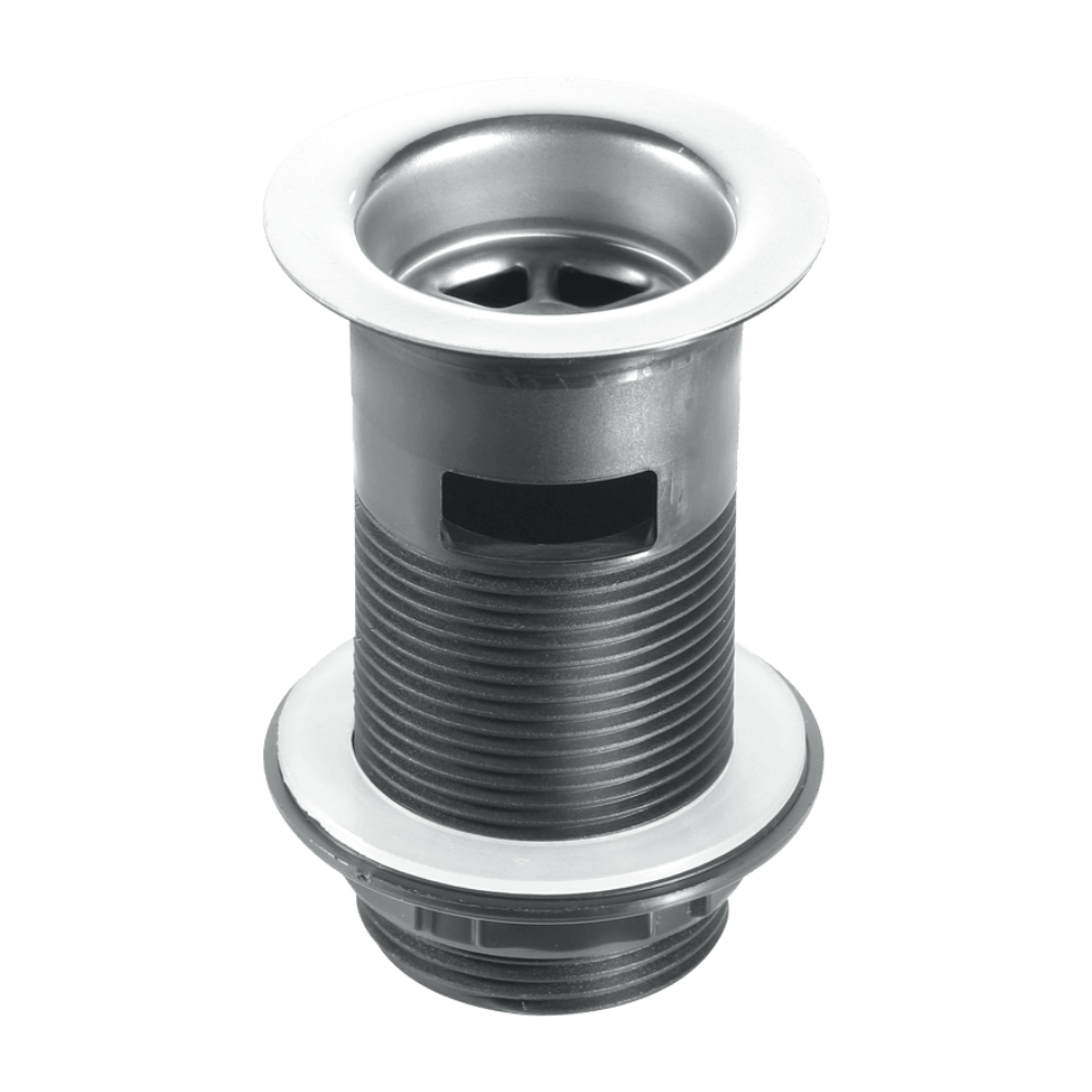 Mcalpine Bsw12c 1Â¼" Black Plastic Slotted Basin Waste - Backnut Model: 60Mm Stainless Steel Flange X 3Â½" Tail With Black Pvc Plug 5036484000545 - Image 3