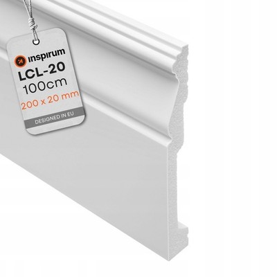 Sockelleiste Weiß 20 cm x 2 cm x 100cm LCL-20 Hohe Modern Fußleiste 1 Meter lang
