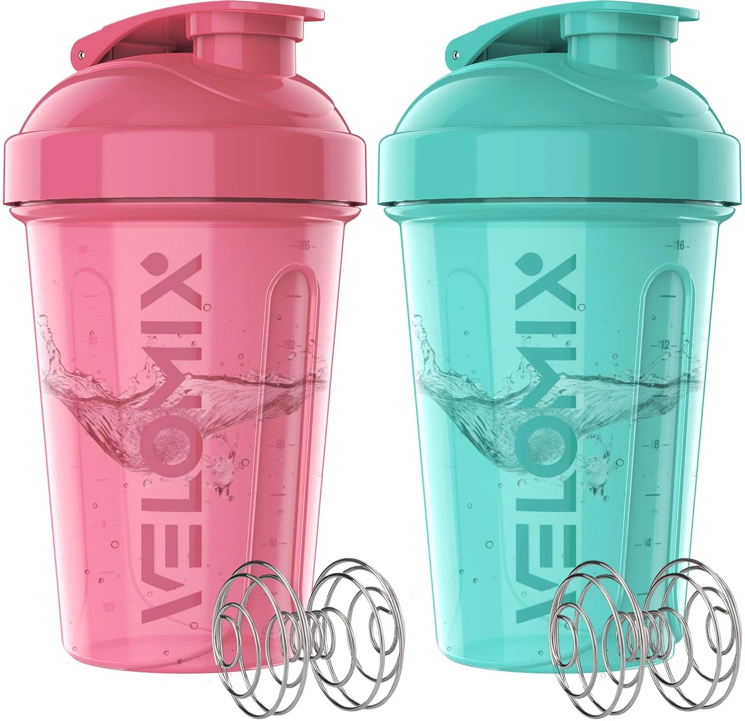 VELOMIX -2 Pack- 20 oz Protein Shaker Bottles for A4) Pink / Turquoise
Opens in a new window or tab