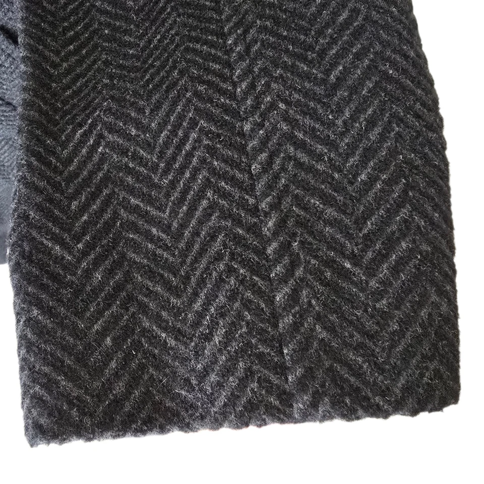 双排扣柔软粗花呢大衣 44L 厚人字形羊毛 Nino Cerruti — 第 3/4 张图片