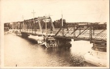 Old Vintage Real Photo Postcard Sydney River Swing Bridge Nova Scotia Unposted