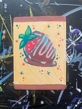 ACEO Original Abstract Mini Painting | Chocolate Strawberry Tiny Painting |