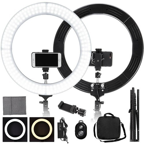 18" Dimmable LED Ring Light Kit with Stand 6600K for TikTok Makeup Phone Camera