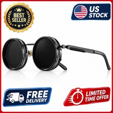 CRIXALIS Polarized Round Sunglasses ND9 Adjustable Dimming UV400 Retro Punk
