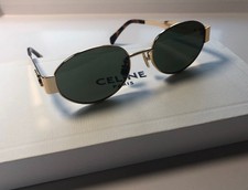Celine CL40235U Women's Sunglasses Gold/Green Lenses, Metal, Oval
