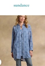 NEW SUNDANCE LIVING CATALOG Cloverfield Embroidered TUNIC Shirt Top Blue S