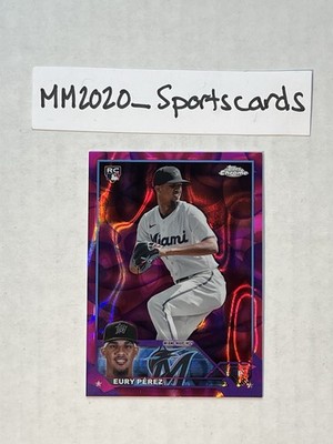 Eury Perez /299 2023 Topps Chrome Rookie RC FUCHSIA LAVALAMP REFRACTOR Marlins