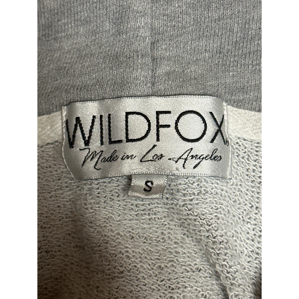 Moletom com capuz Wildfox feminino cinza strass frisado com capuz com zíper tamanho P - Imagem 4 de 4