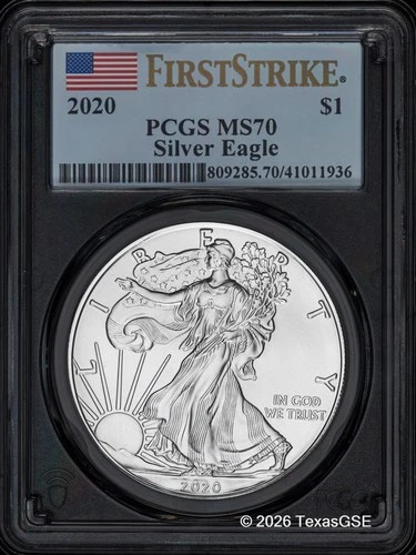 2020 $1 American Silver Eagle PCGS MS70 First Strike