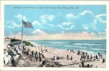 Postcard BEACH SCENE Palm Beach Florida FL o/19 AI1998