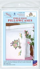 Jack Dempsey Stamped Pillowcases W/White Perle Edge 2/Pkg-Wheelbarrow Of Flowers
