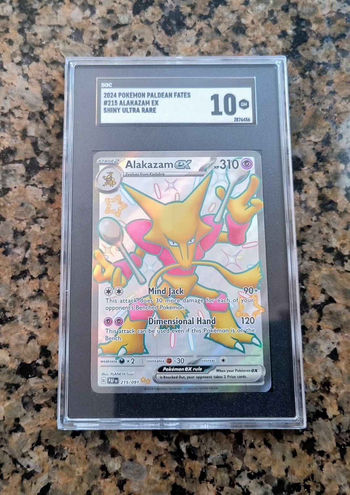 ✨Alakazam EX Full Art Pokemon Card SGC 10 GEM MINT Paldean Fates #215/091 (2024)