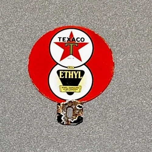 VINTAGE TEXACO GASOLINE PLATE TOPPER PORCELAIN SIGN CAR GAS OIL TRUCK MOTORCYCLE