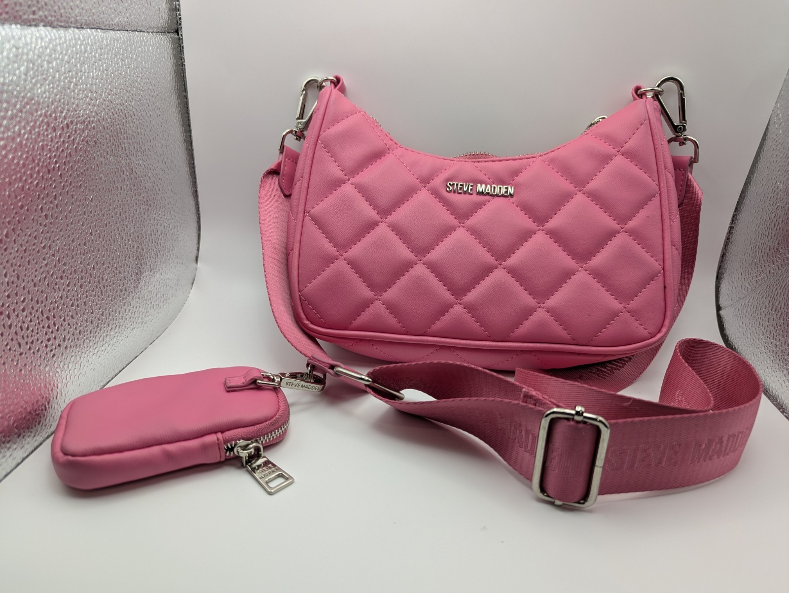 Steve Madden Women's Pink Crossbody Purse with Adjustable Strap