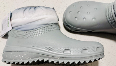 Crocs Classic Neo Puff Shorty Boot Faux Fur Lined Gray Snow Boot Women s 7