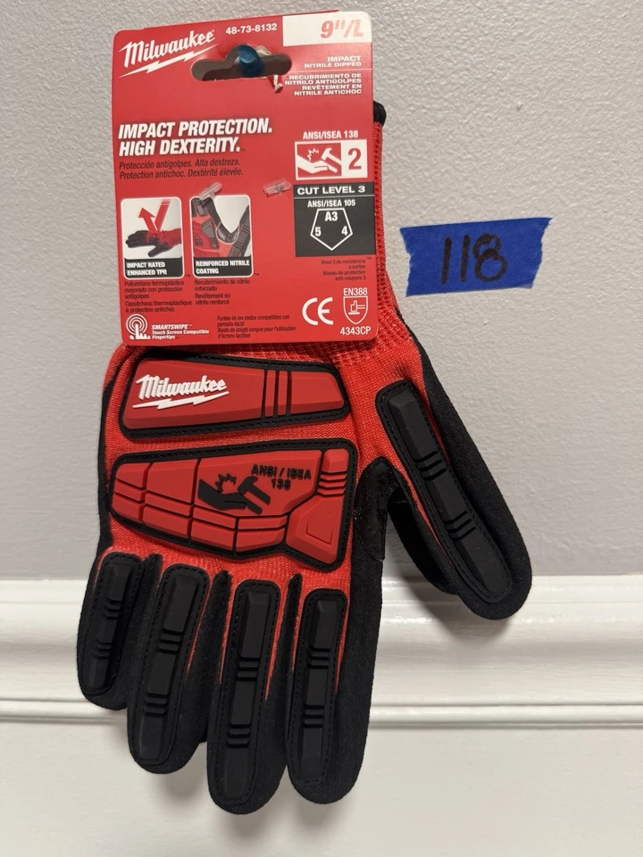 Milwaukee, Impact Cut Level 3 Nitril-Tauchhandschuhe - 9" Large