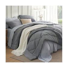 Bedsure Queen Comforter Set - 7 Pieces Reversible Grey Bedding,... USA FAST SHIP