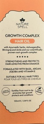 Nature Spell Growth Complex Hair Oil Basil Argan Jojoba Vegan 100ml
