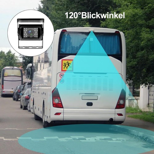 9" QUAD Monitor Backup Camera IR CCD 24/12V For Truck Trailer RV BUS Rear view - Picture 7 of 9