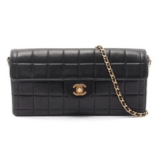 Chanel Lambskin Chocolate Bar Shoulder Bag Women Black One Size 679098
