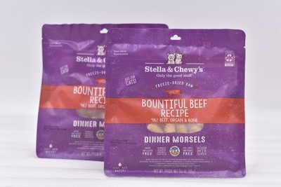 (2) Stella & Chewy's Freeze Dried Bountiful Beef Cat Food, 3.5 Oz BB: 9/26