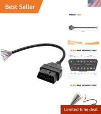 Universal 16-pin Obd-ii Connector Cable - 30cm Lightweight Diagnostic Tool