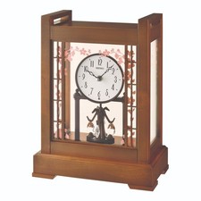 Seiko Wooden Anniversary Quartz Mantel Clock Rotating Pendulum & Light QXN235B