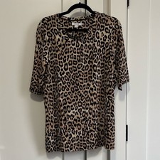 CHICO'S ANIMAL PRINT SHORT SLEEVE TOP SIZE 3 XL 