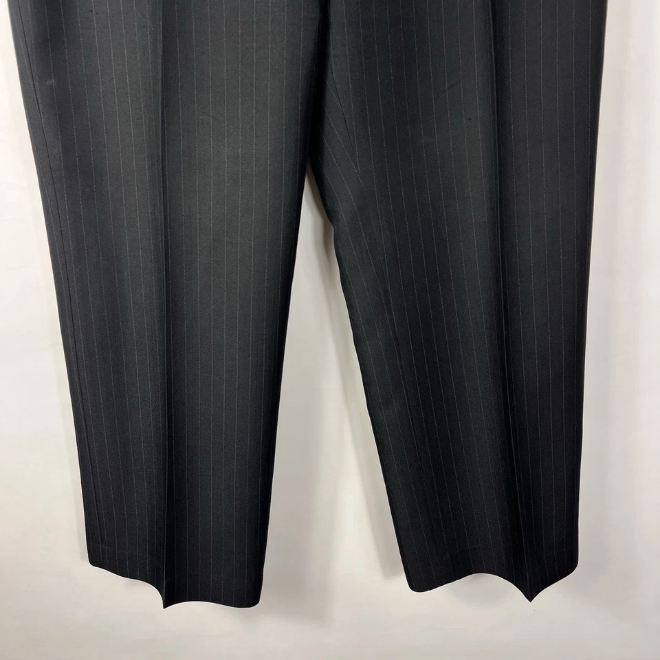 Pantalones de traje Evan-Picone para mujer talla 14 rectos plisados delanteros negros a rayas Foto 2 de 4